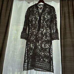 Agha Noor grey classic lace tunic $119